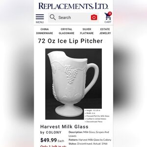 72oz Harvest Milk Glass Crisp White Ice Lip Pitcher by Colony